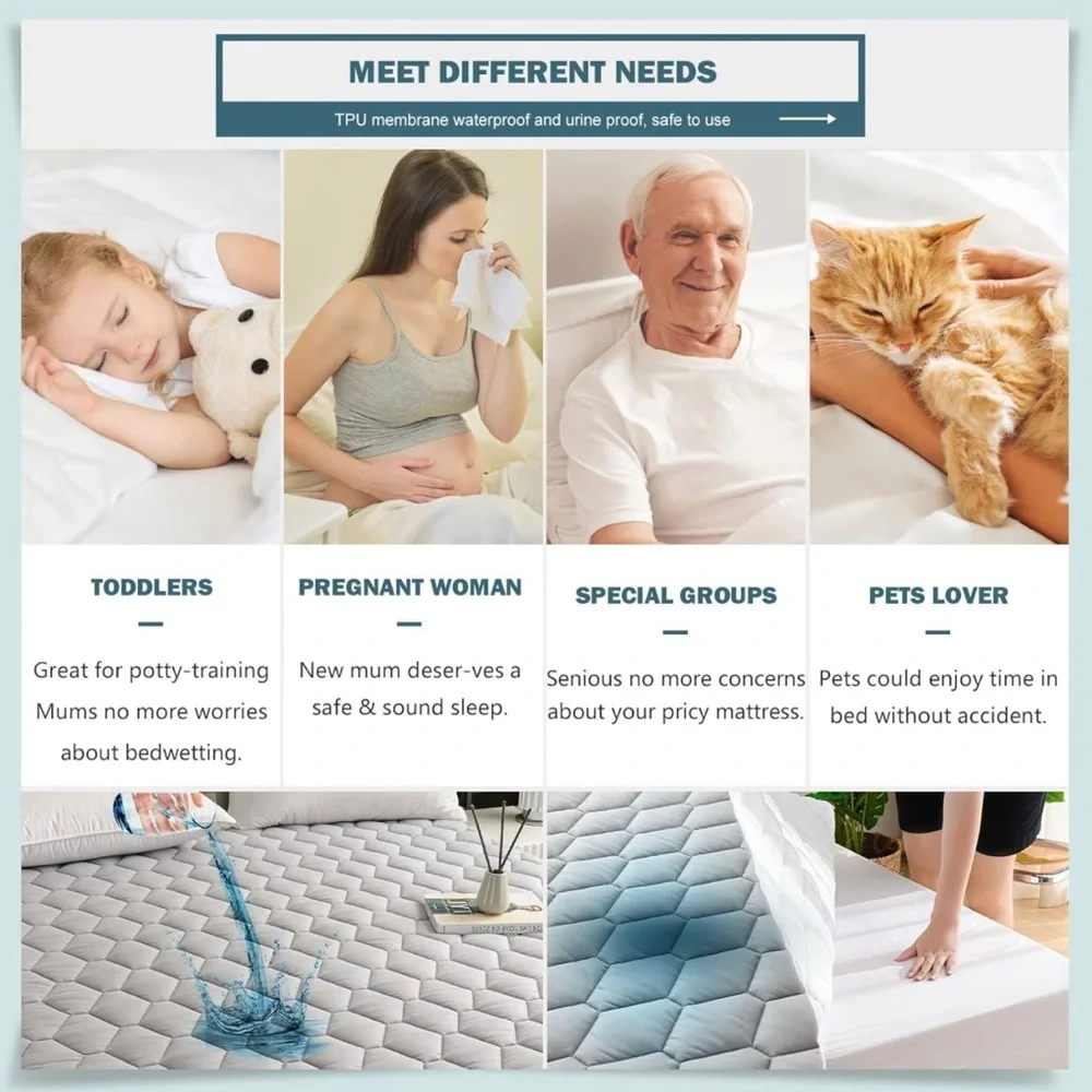 Waterproof Quilted Queen Sized Mattress Pad